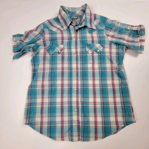 Wrangler Women's Size Small Short Sleeve Button Up  Pearl Snaps Plaid